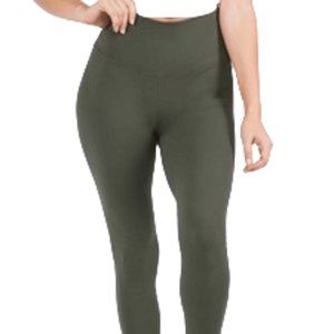 Women's high rise waistband leggings-Dark Olive